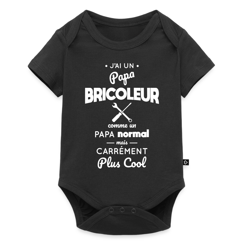 Body Bébé bio manches courtes - J'ai un papa bricoleur - noir