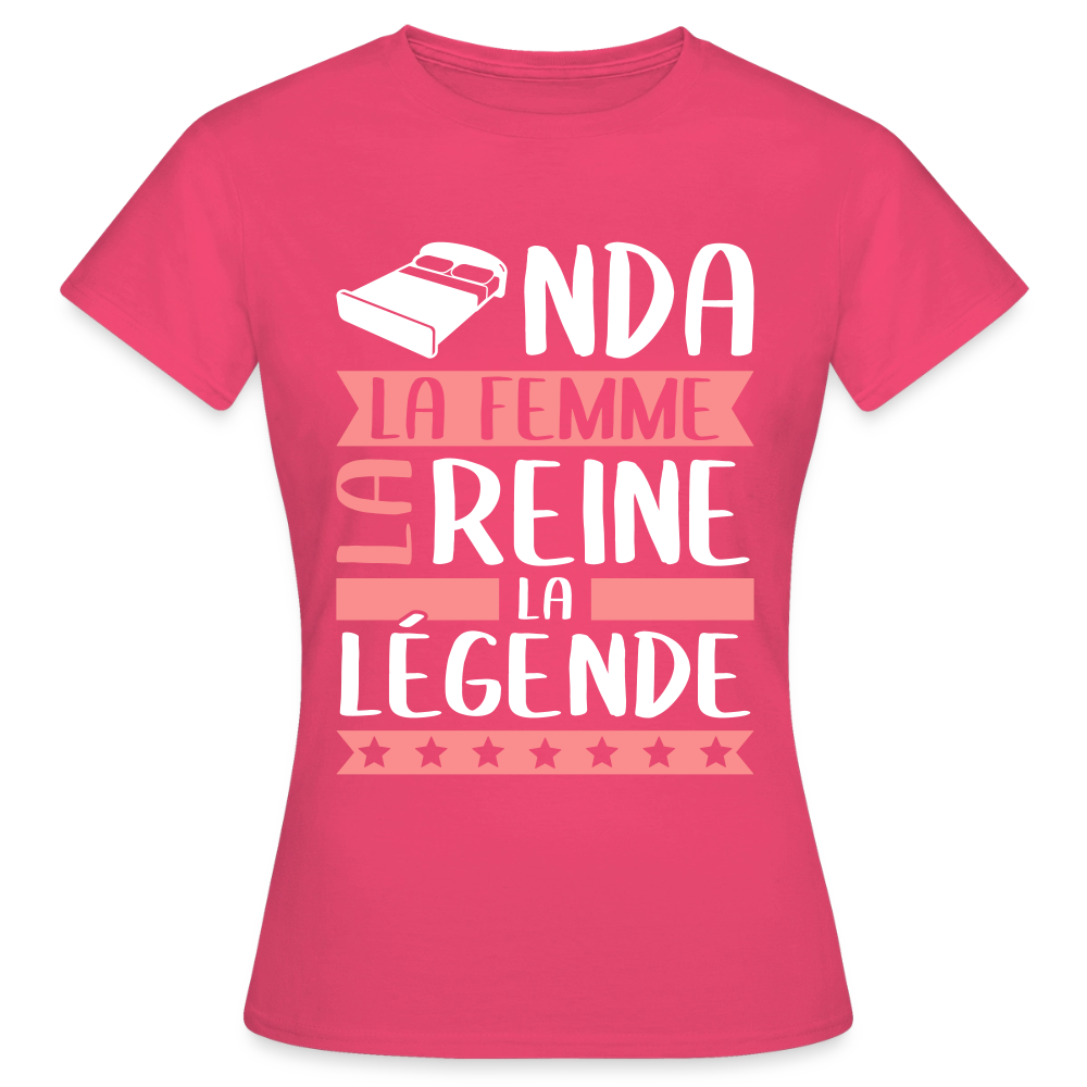 T-shirt femme Linda rébus – La femme, la reine, la légende - rose azalée