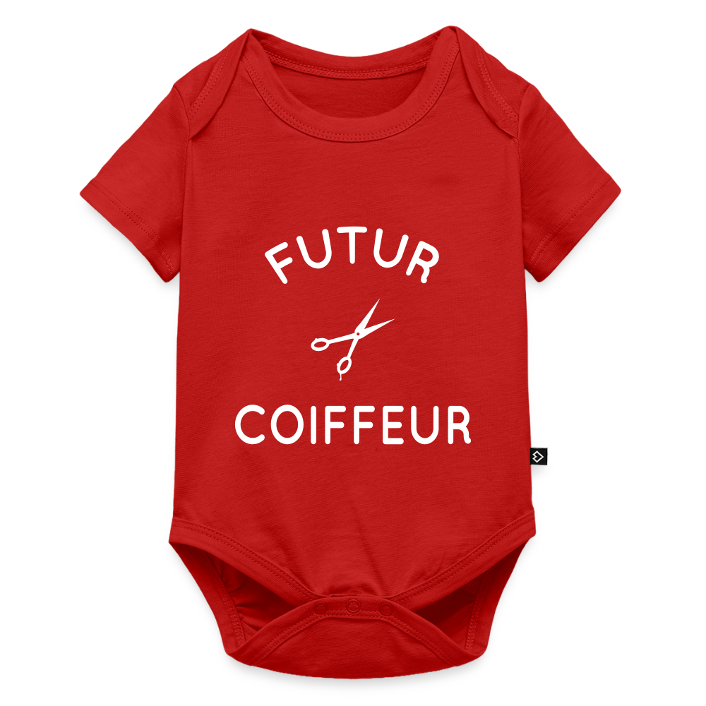 Body Bébé bio manches courtes - Futur coiffeur - rouge