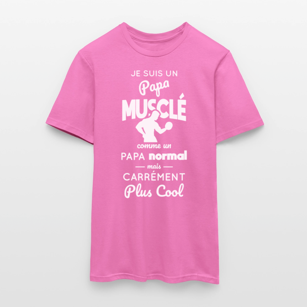 T-shirt Homme - Papa musclé plus cool - rose