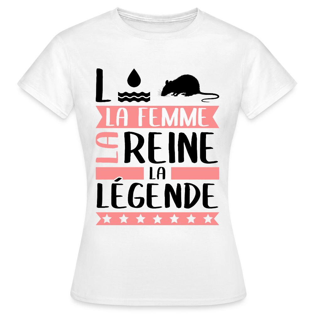T-shirt femme coloris clair Laura rébus – La femme, la reine, la légende - blanc