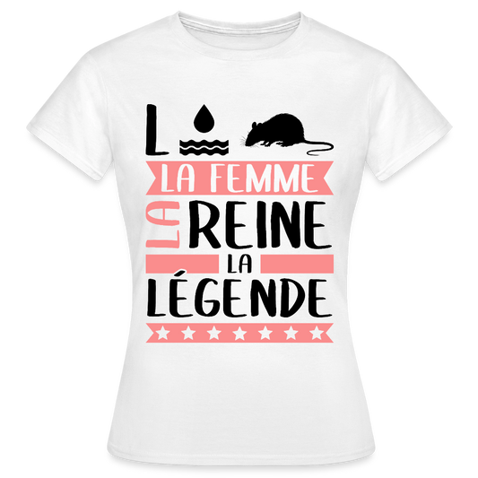 T-shirt femme coloris clair Laura rébus – La femme, la reine, la légende - blanc