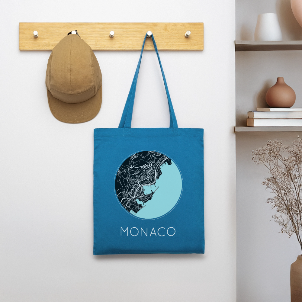 Tote Bag Monaco Bio – Plan de Monaco - bleu royal