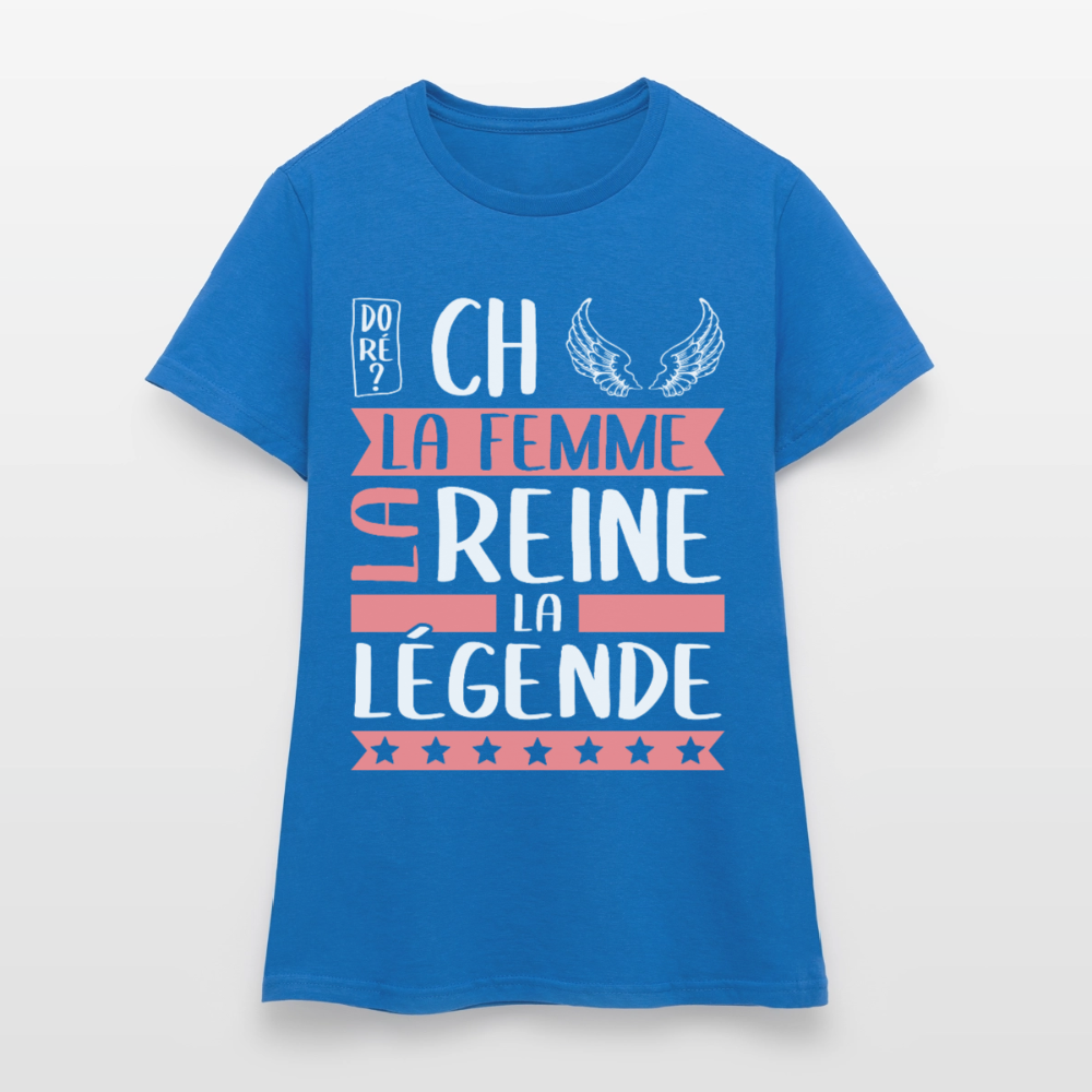 T-shirt femme Michèle rébus – La femme, la reine, la légende - bleu royal
