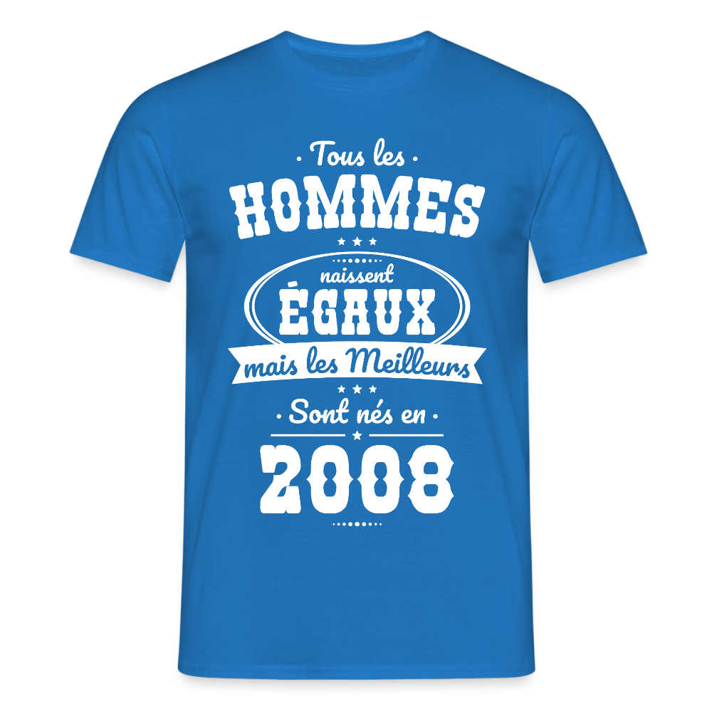 T-shirt anniversaire homme 18 ans – Les meilleurs sont nés en 2008 - bleu royal