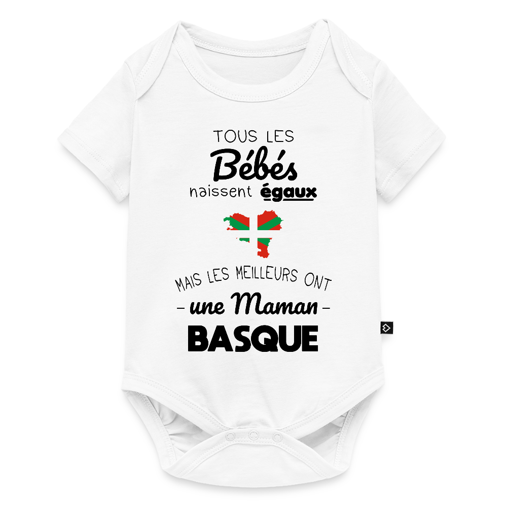 Body Bébé bio manches courtes - Les Meilleurs Ont Une Maman Basque - blanc