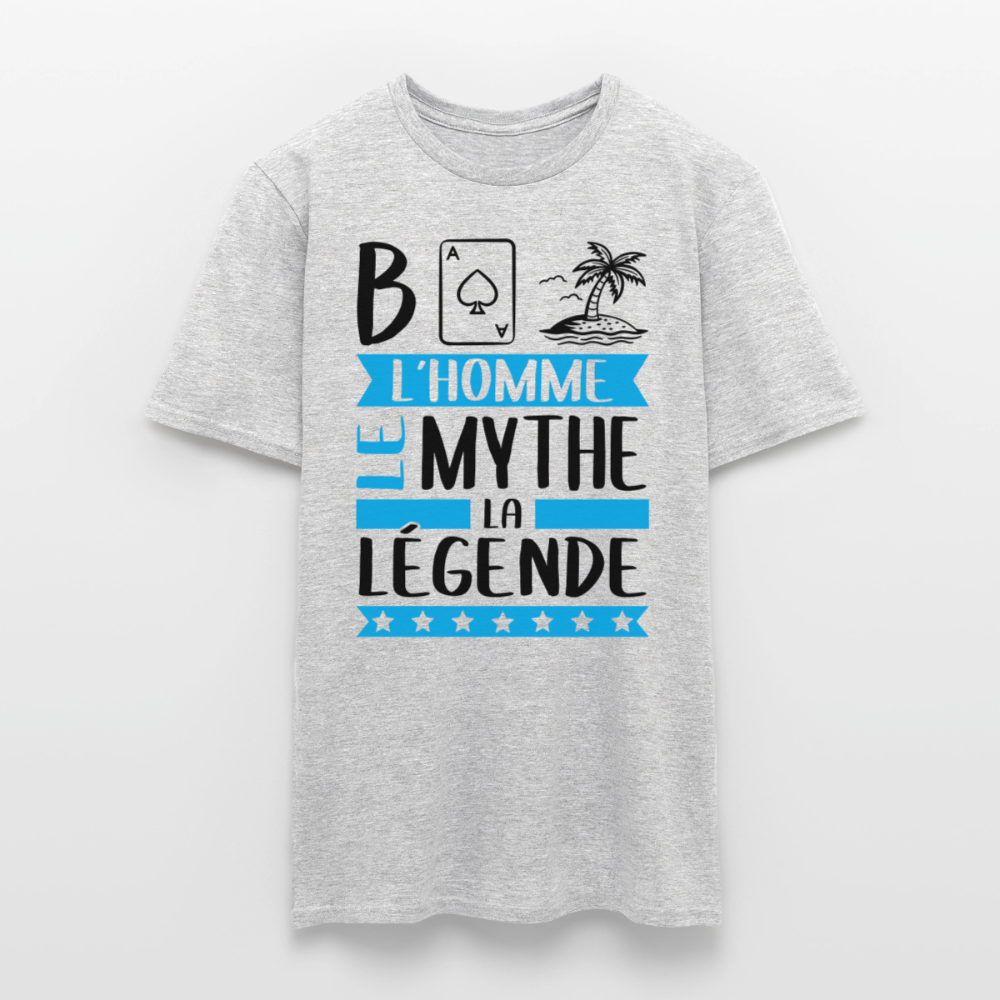 T-shirt homme coloris clair Basile rébus – L’homme, le mythe, la légende - gris chiné