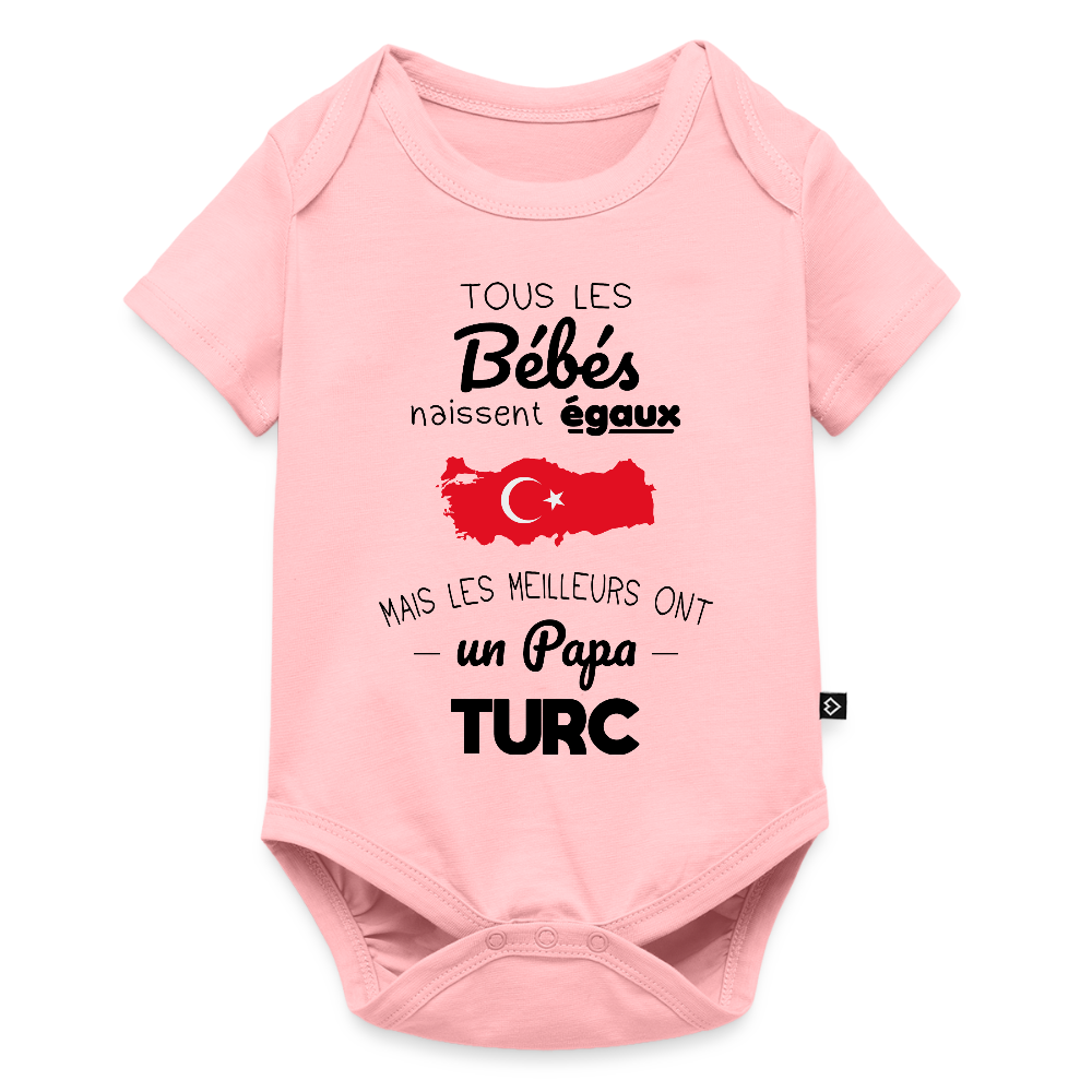 Body Bébé bio manches courtes - Les Meilleurs Ont Un Papa Turc - rose