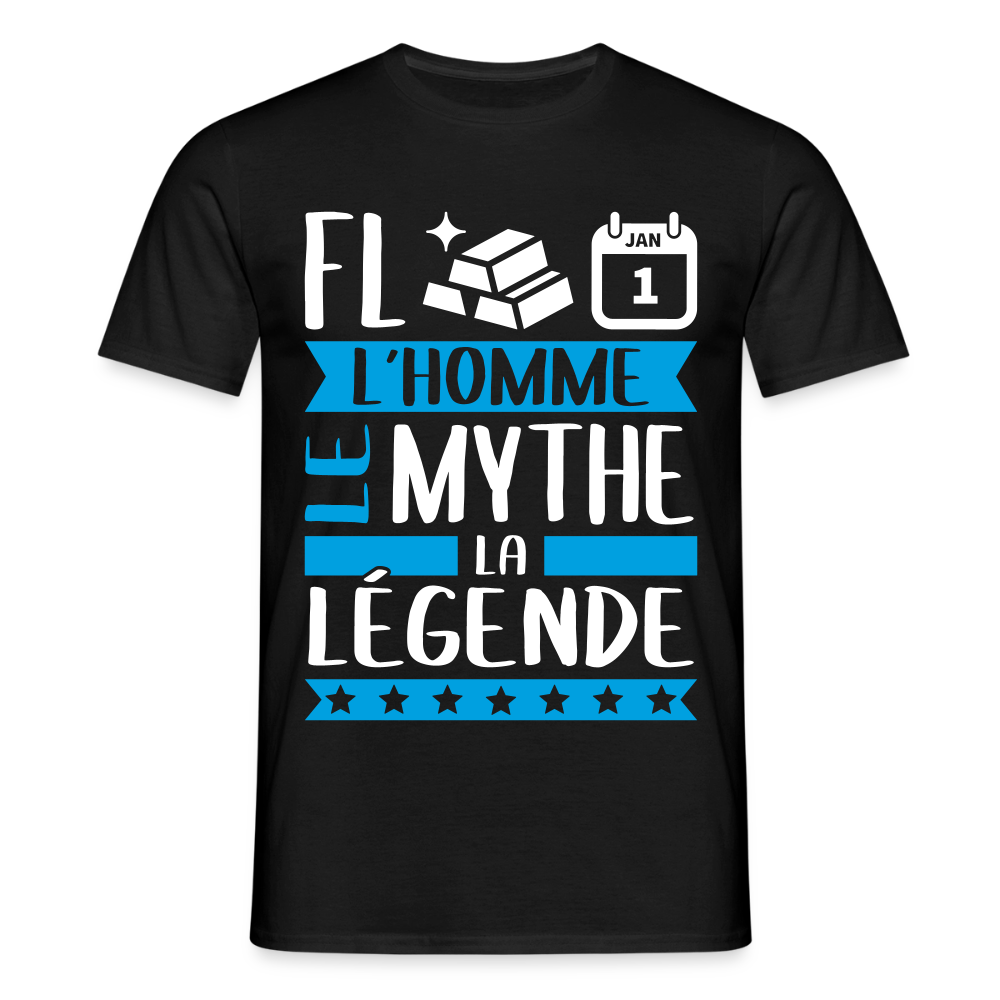 T-shirt homme Florent rébus – L’homme, le mythe, la légende - noir