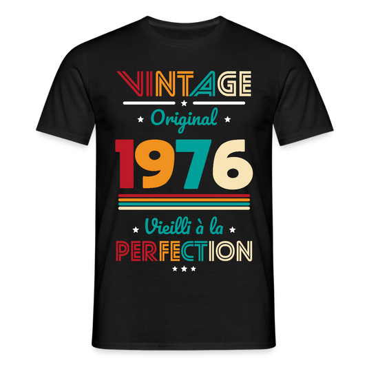 T-shirt anniversaire homme 50 ans – Vintage, original, 1976 - noir