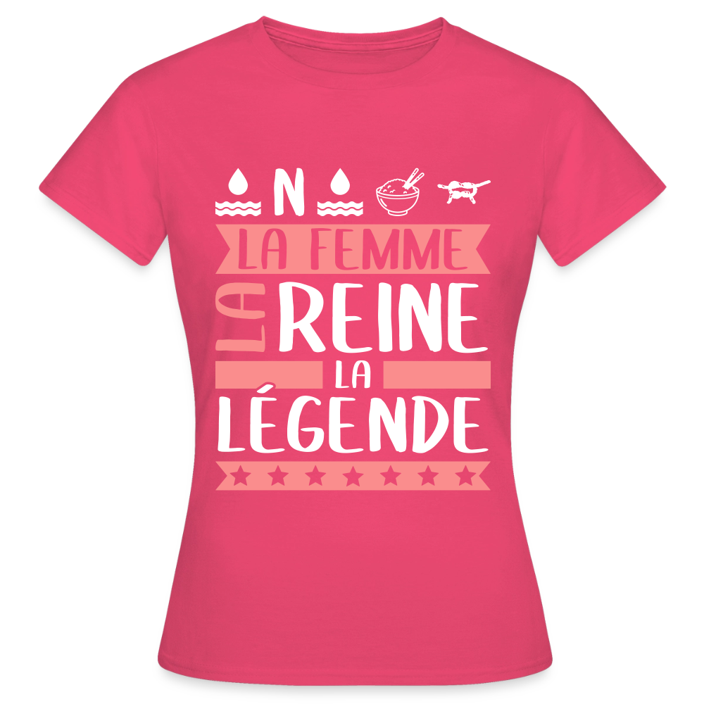 T-shirt femme Honorine rébus – La femme, la reine, la légende - rose azalée