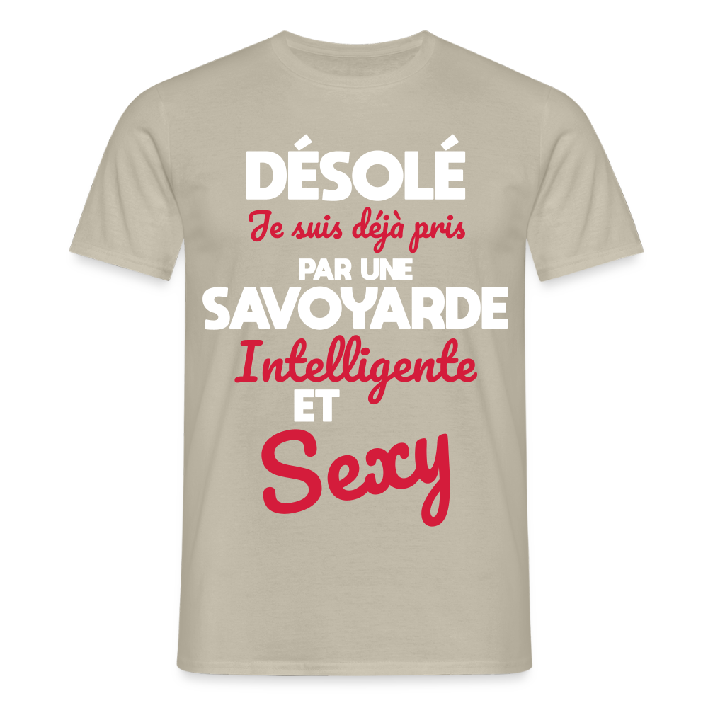 T-shirt Homme -  Je suis déjà pris par une Savoyarde intelligente et sexy - beige sable