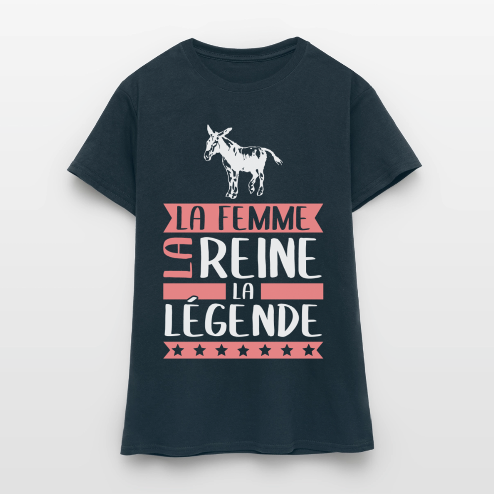 T-shirt femme Anne rébus – La femme, la reine, la légende - marine