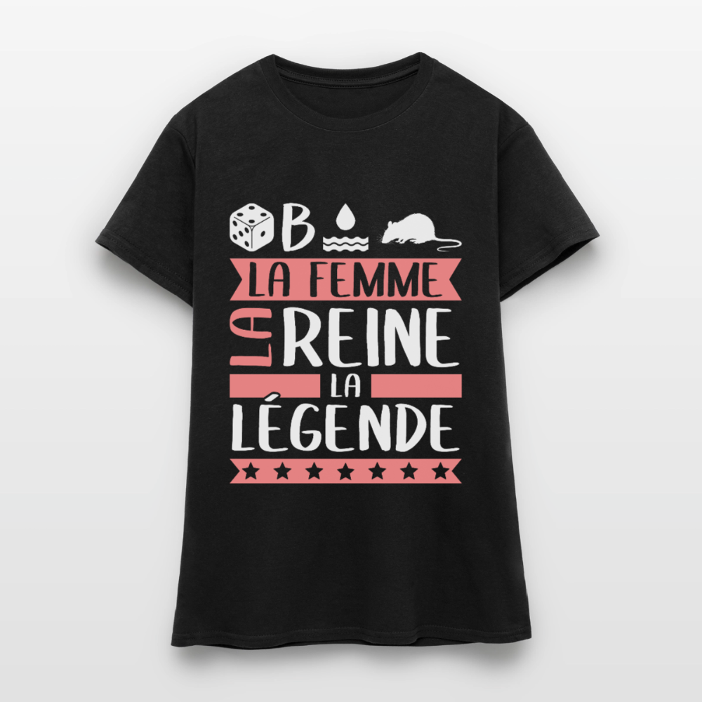 T-shirt femme Déborah rébus – La femme, la reine, la légende - noir