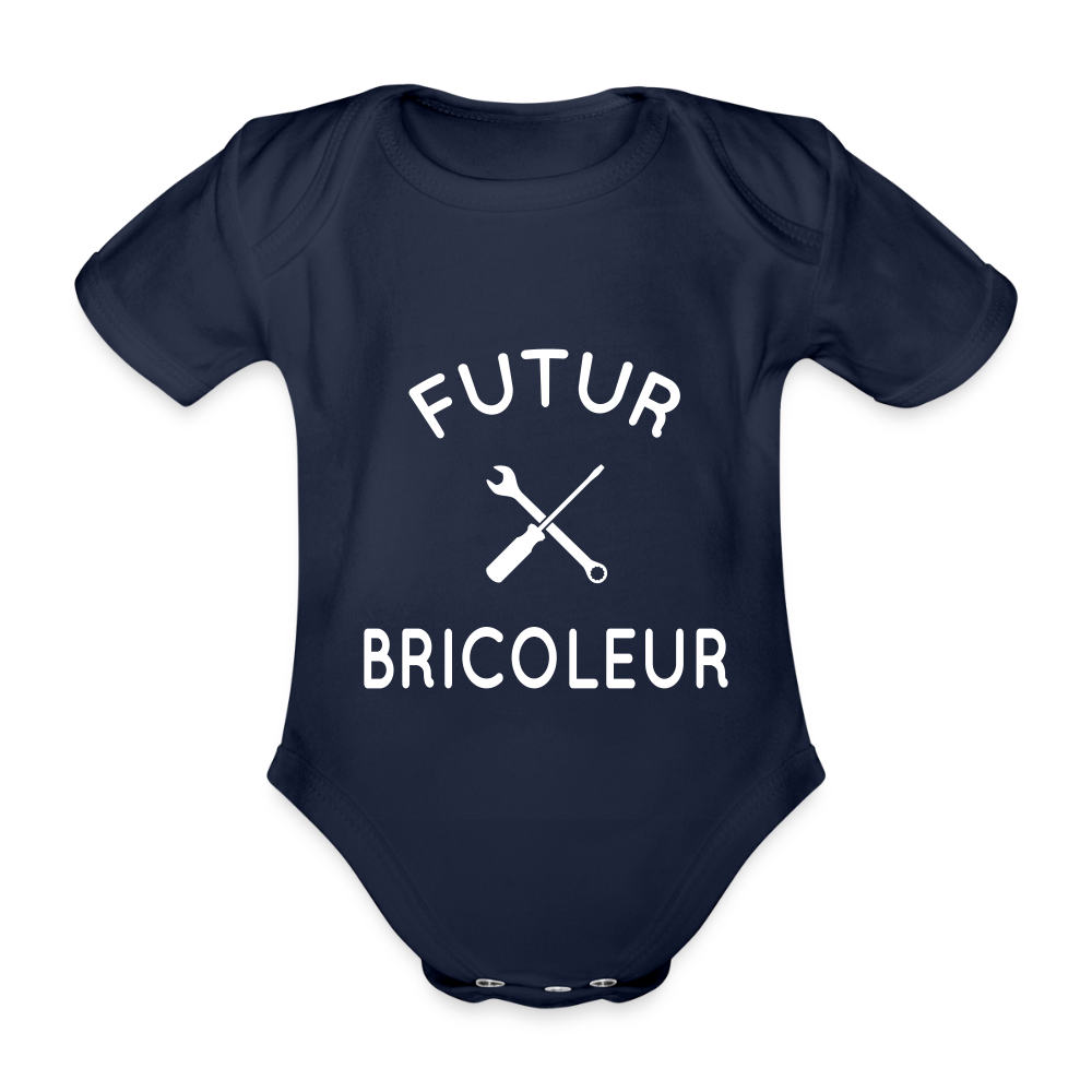 Body Bébé bio manches courtes - Futur bricoleur - marine foncé