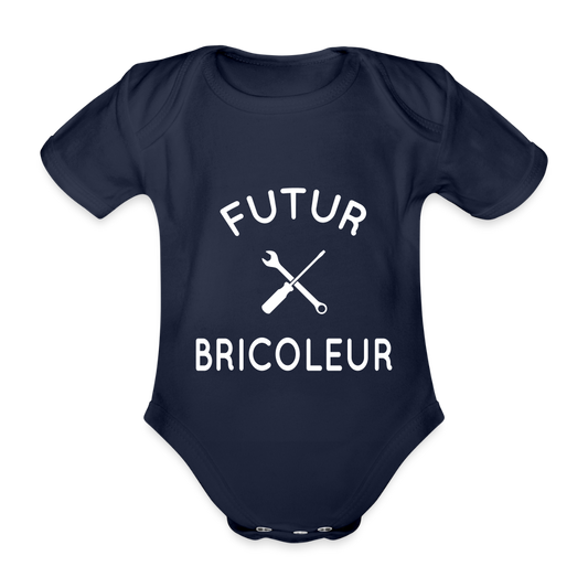 Body Bébé bio manches courtes - Futur bricoleur - marine foncé