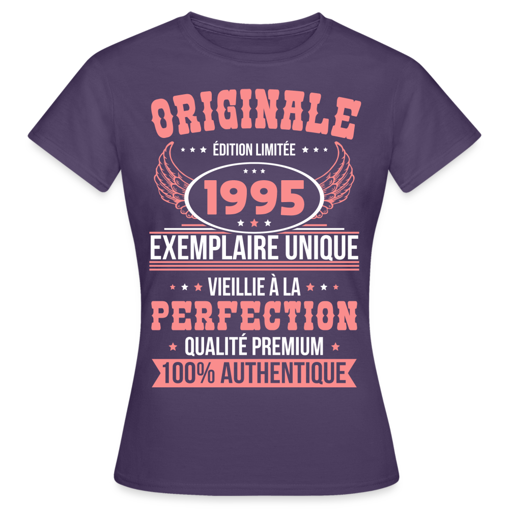 T-shirt Femme - Anniversaire 30 Ans - Originale 1995 - violet foncé