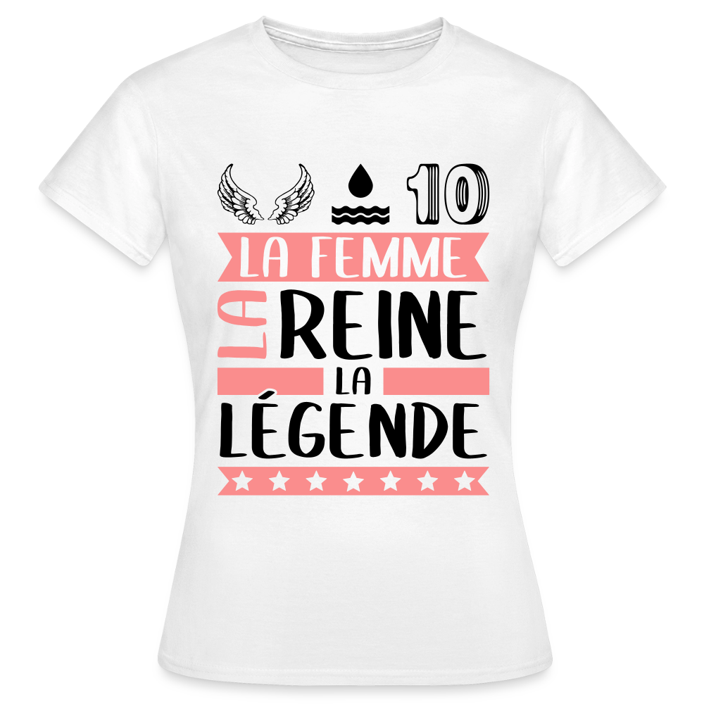 T-shirt femme coloris clair Elodie rébus – La femme, la reine, la légende - blanc