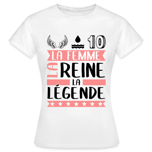 T-shirt femme coloris clair Elodie rébus – La femme, la reine, la légende - blanc