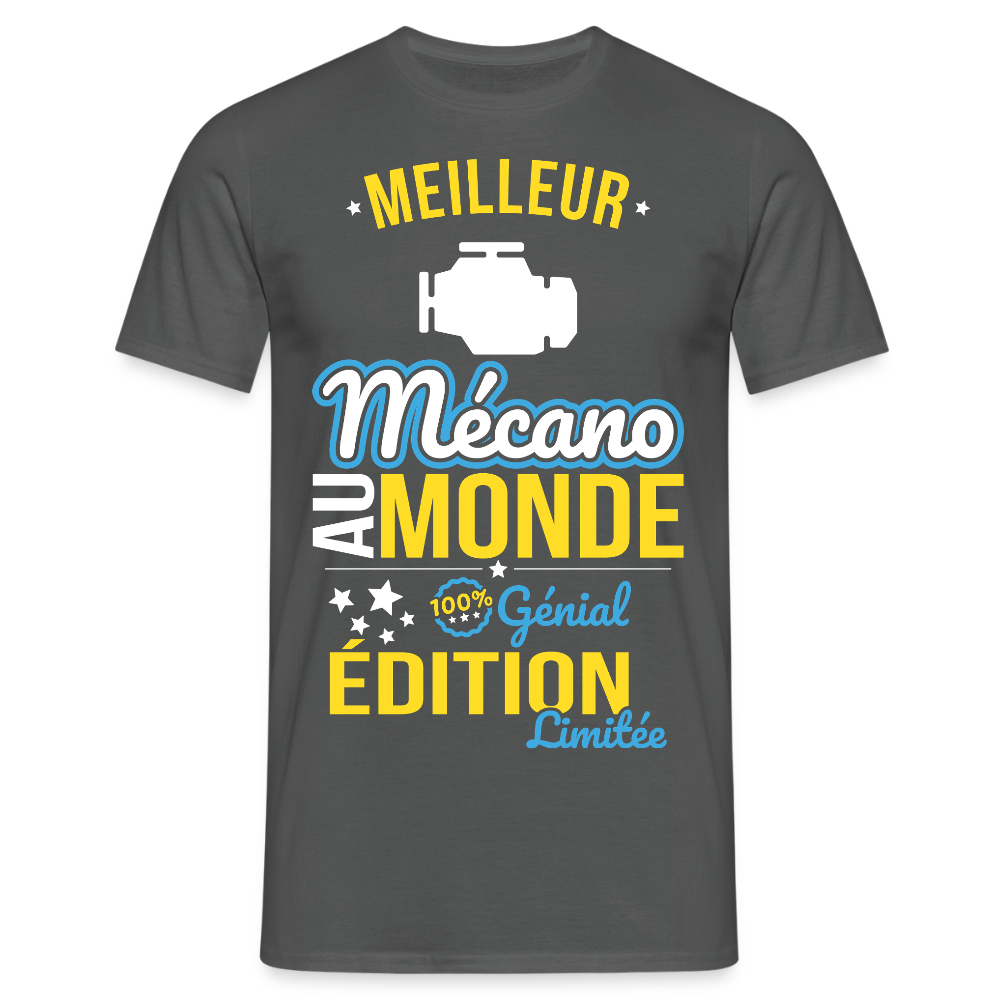 T-shirt Homme - Meilleur Mécano au monde - 100% génial - charbon