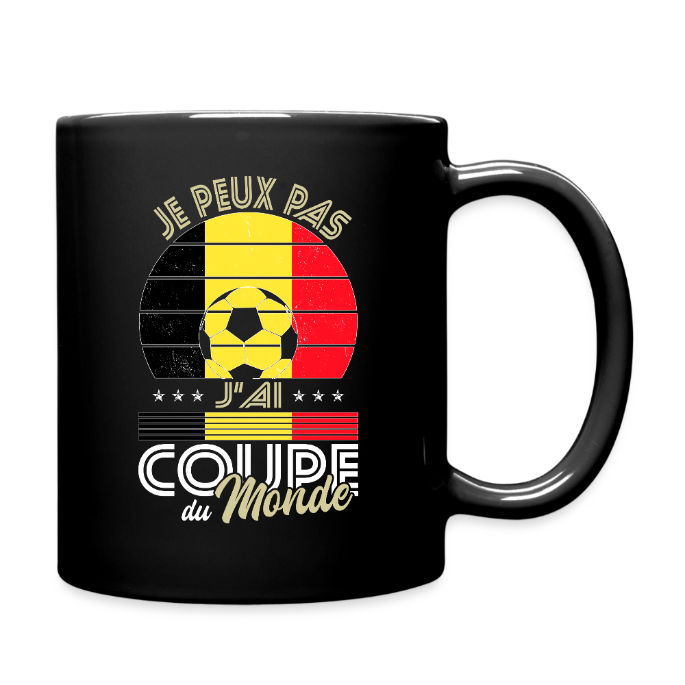 Mug uni - Je peux pas j'ai Coupe du Monde - Belgique - noir