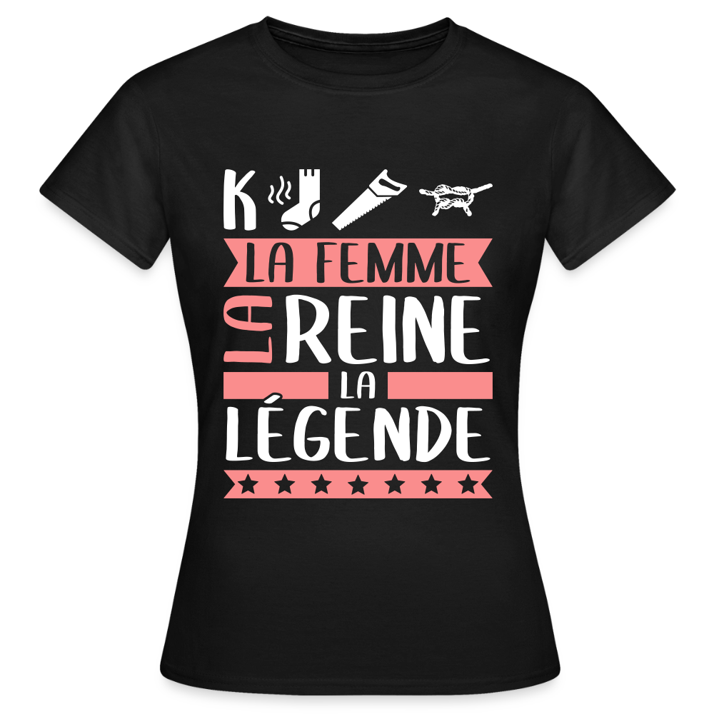 T-shirt femme Capucine rébus – La femme, la reine, la légende - noir