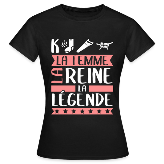 T-shirt femme Capucine rébus – La femme, la reine, la légende - noir