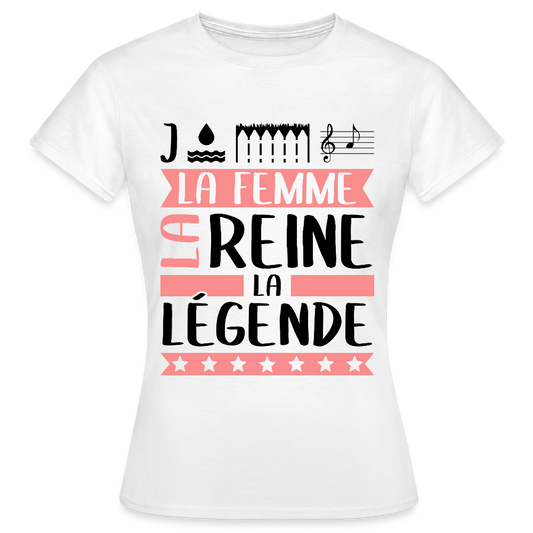 T-shirt femme coloris clair Joëlla rébus – La femme, la reine, la légende - blanc