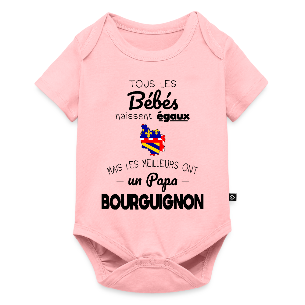 Body Bébé bio manches courtes - Les Meilleurs Ont Un Papa Bourguignon - rose
