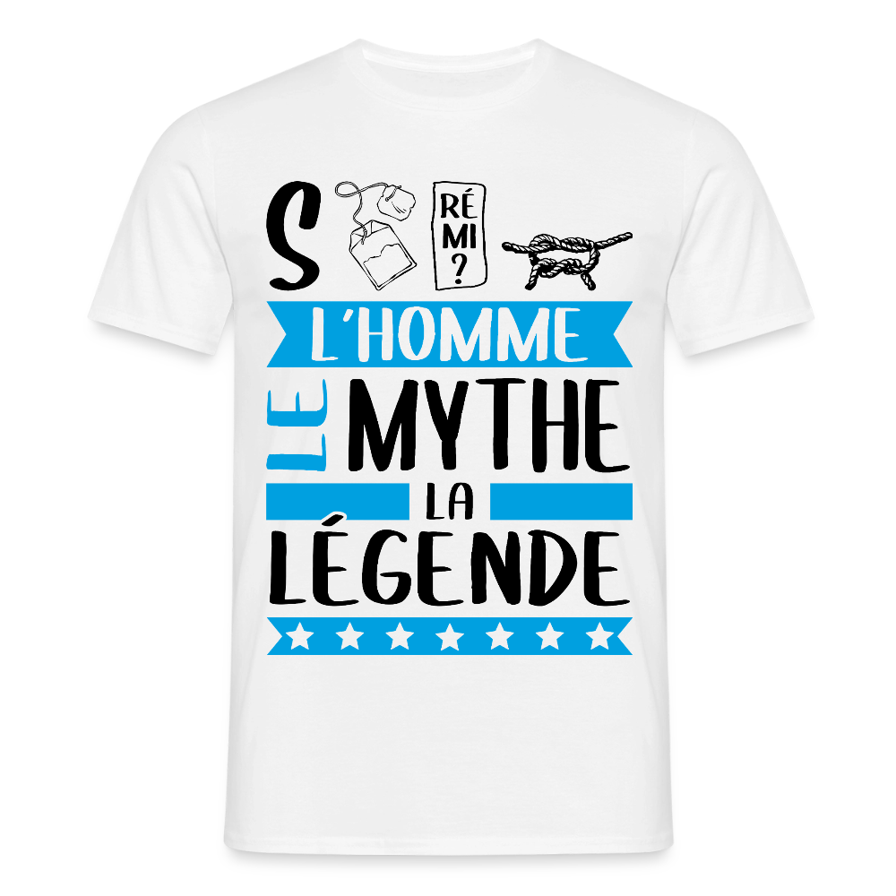 T-shirt homme coloris clair Stéphane en rébus – L’homme, le mythe, la légende - blanc