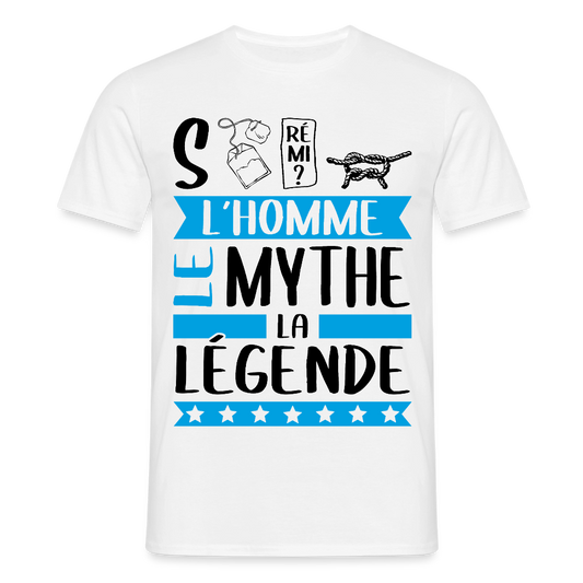 T-shirt homme coloris clair Stéphane en rébus – L’homme, le mythe, la légende - blanc