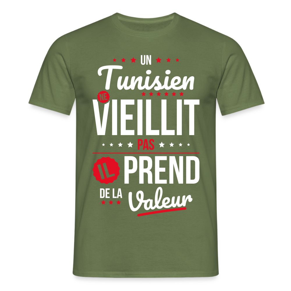 T-shirt Homme - Un Tunisien ne vieillit pas - vert militaire