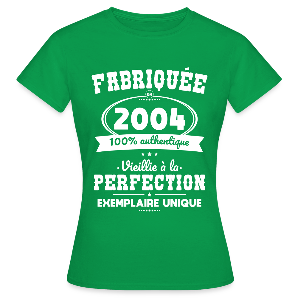 T-shirt Femme - Anniversaire 21 Ans - Fabriquée en 2004 - vert