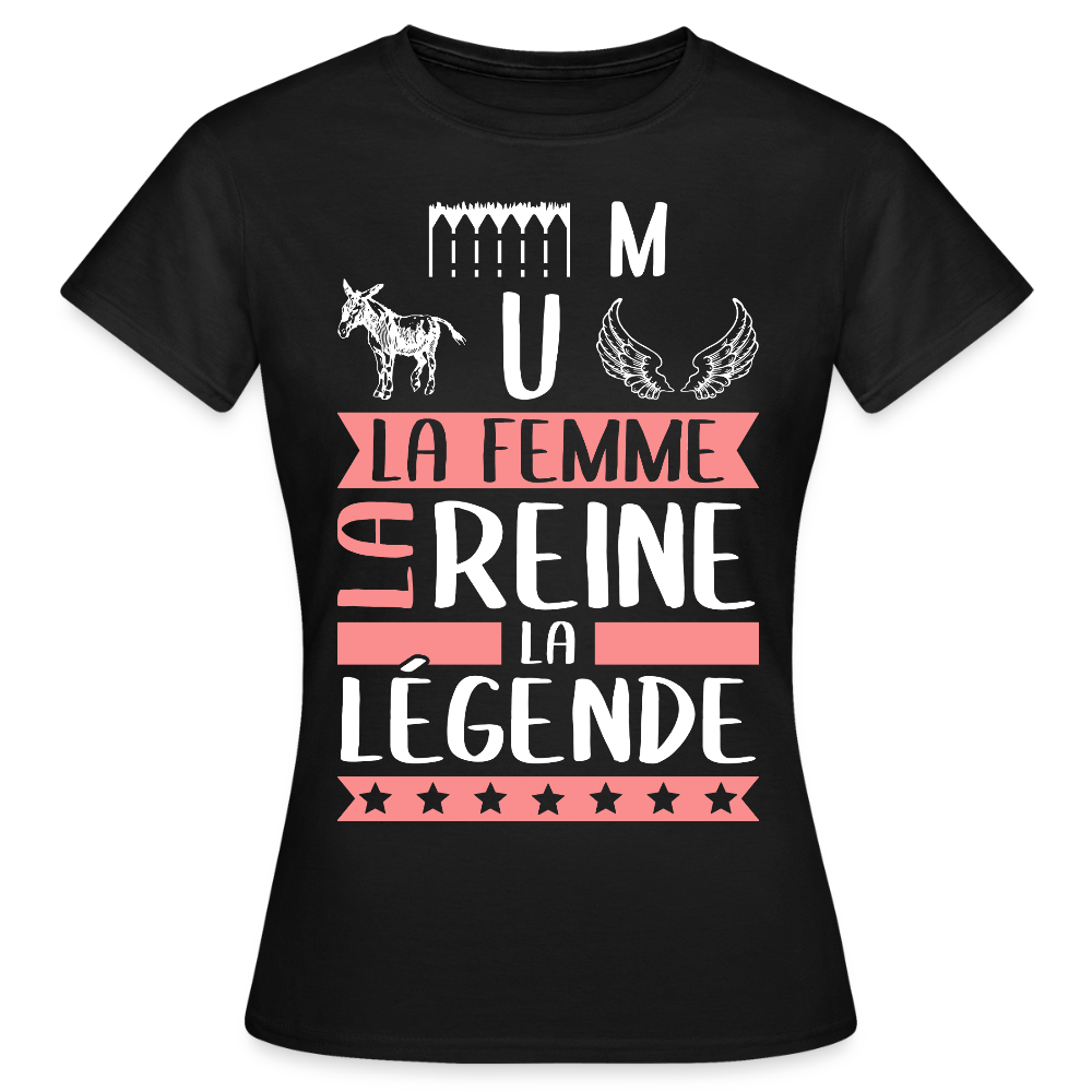 T-shirt femme Emmanuelle rébus – La femme, la reine, la légende - noir