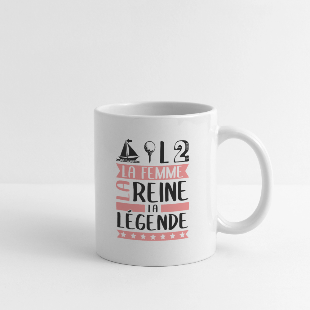 Mug blanc Mathilde rébus – La femme, la reine, la légende - blanc