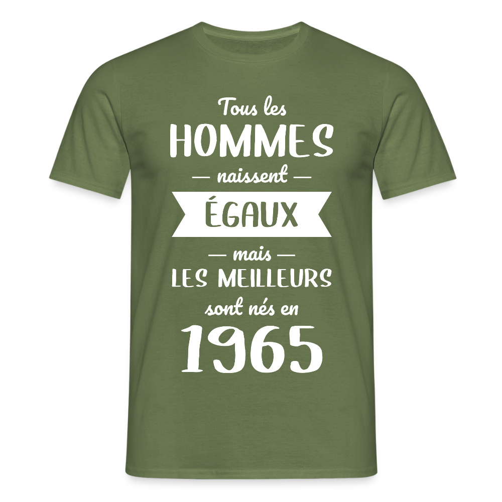 T-shirt Homme - Anniversaire 60 Ans - Les meilleurs sont nés en 1965 - vert militaire