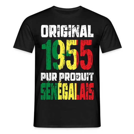 T-shirt Homme - Anniversaire 70 Ans - Original 1955 - Pur produit Sénégalais - noir