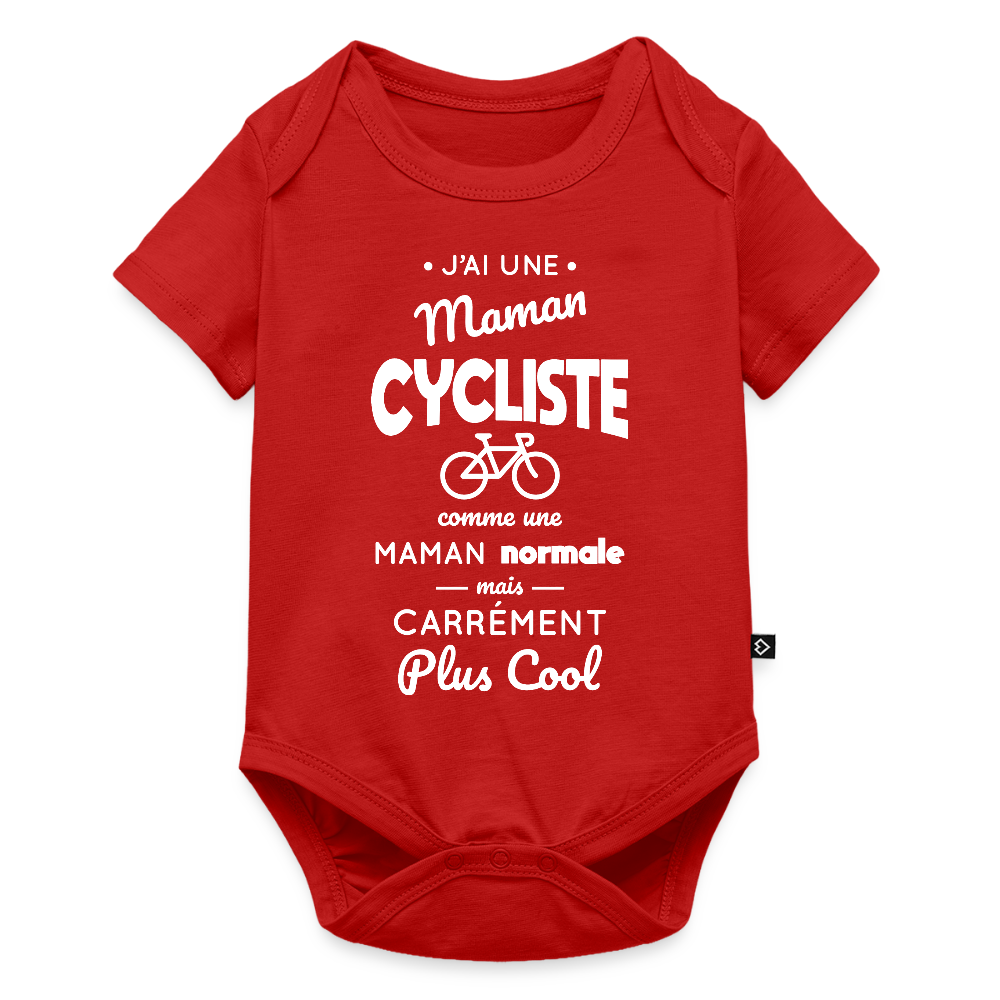 Body Bébé bio manches courtes - J'ai une maman cycliste - rouge