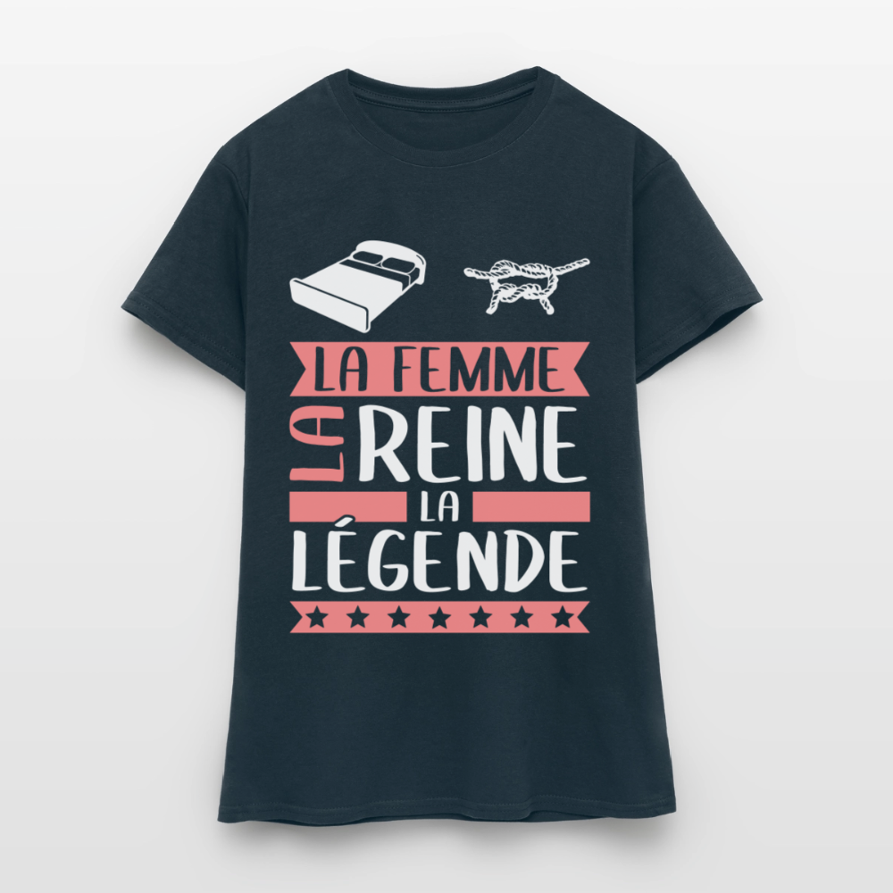 T-shirt femme Line rébus – La femme, la reine, la légende - marine