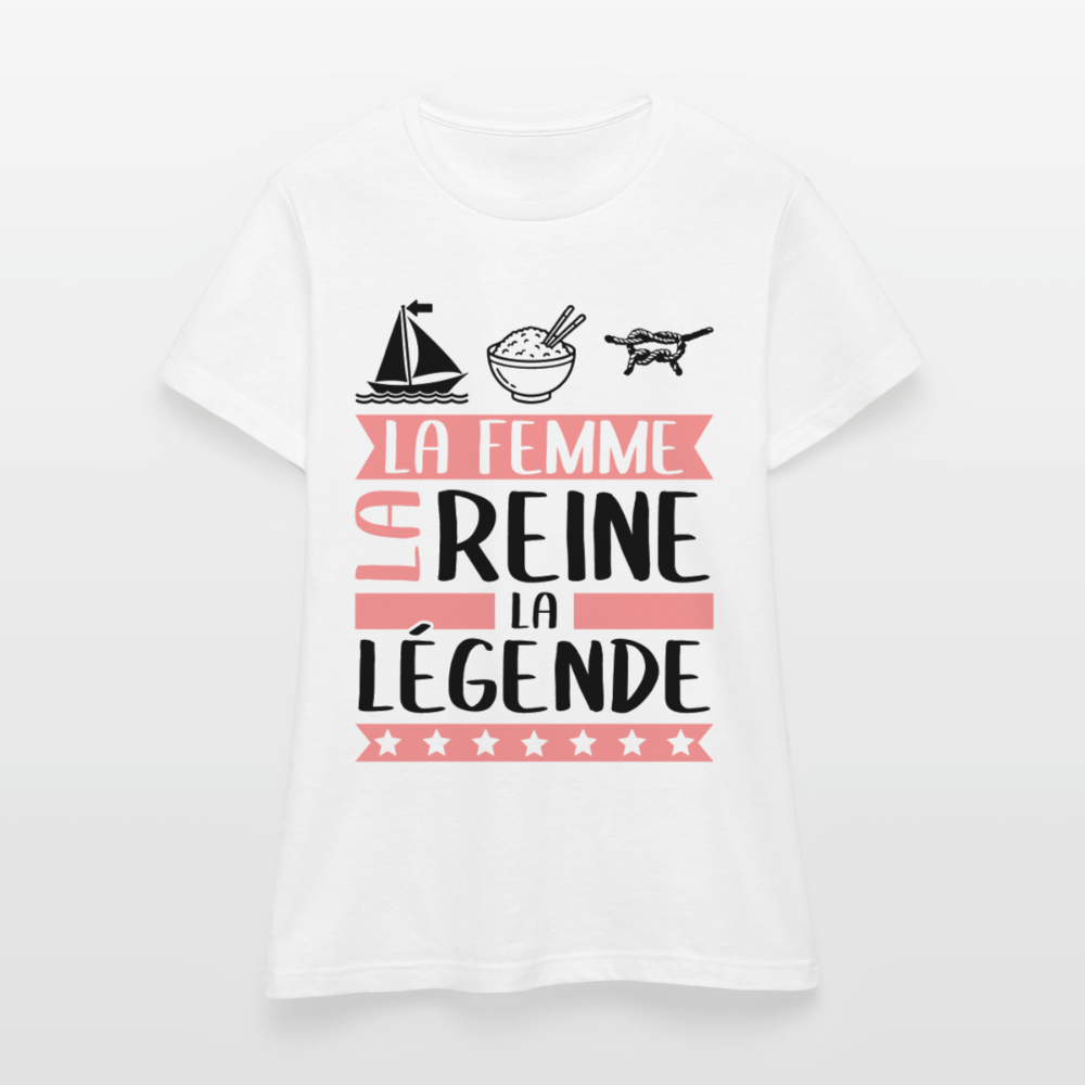 T-shirt femme coloris clair Marine rébus – La Femme, la reine, la légende - blanc