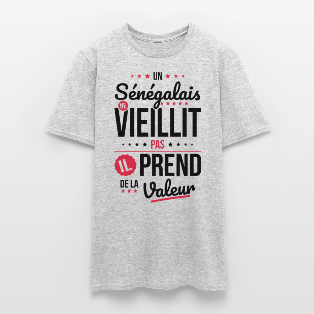 T-shirt Homme - Un Sénégalais ne vieillit pas - gris chiné