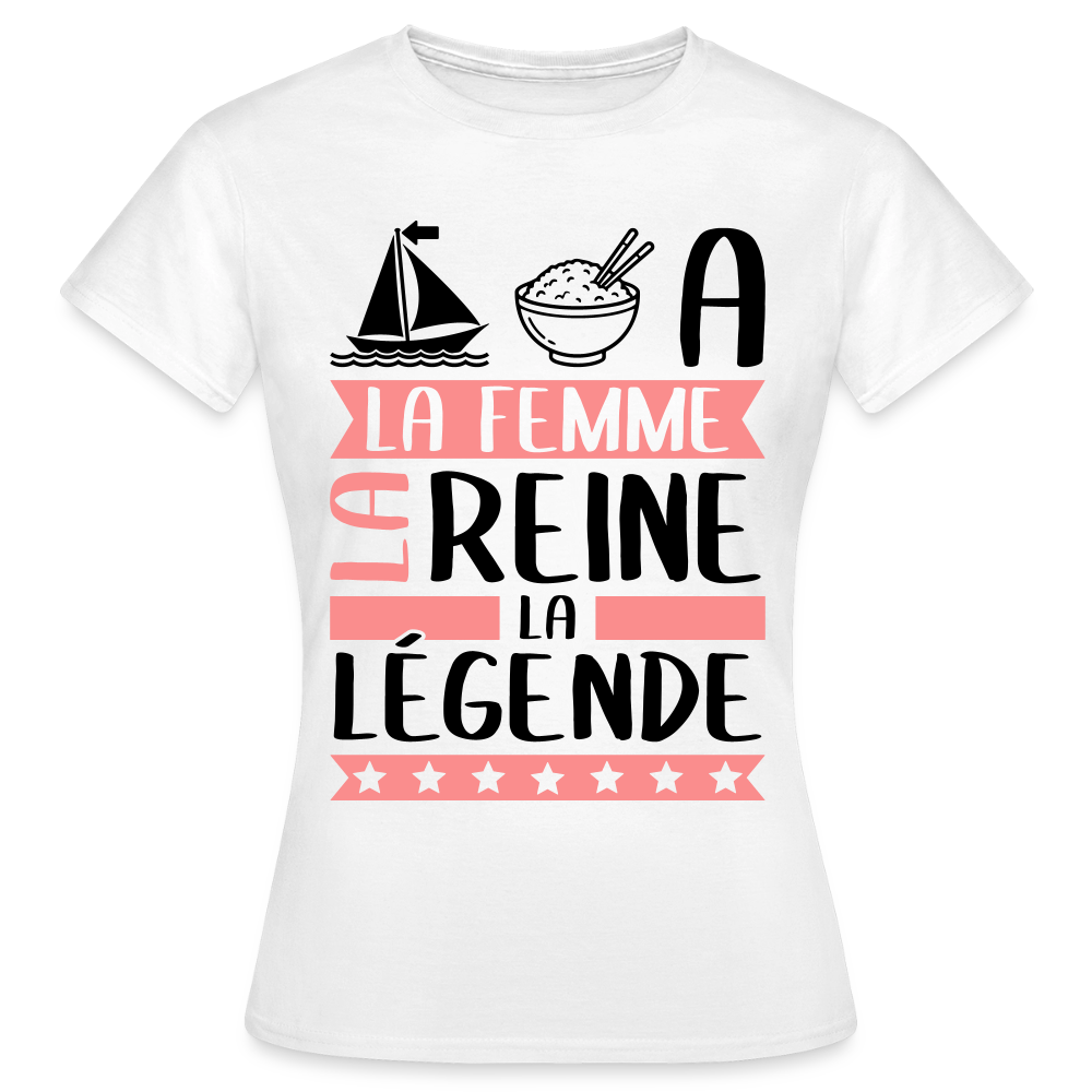 T-shirt femme coloris clair Maria rébus – La Femme, la reine, la légende - blanc