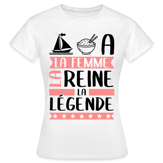 T-shirt femme coloris clair Maria rébus – La Femme, la reine, la légende - blanc