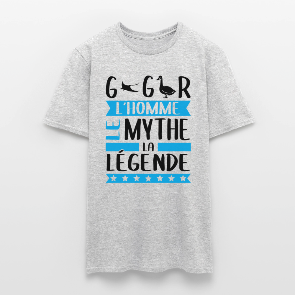 T-shirt homme coloris clair Grégoire en rébus – L’homme, le mythe, la légende - gris chiné