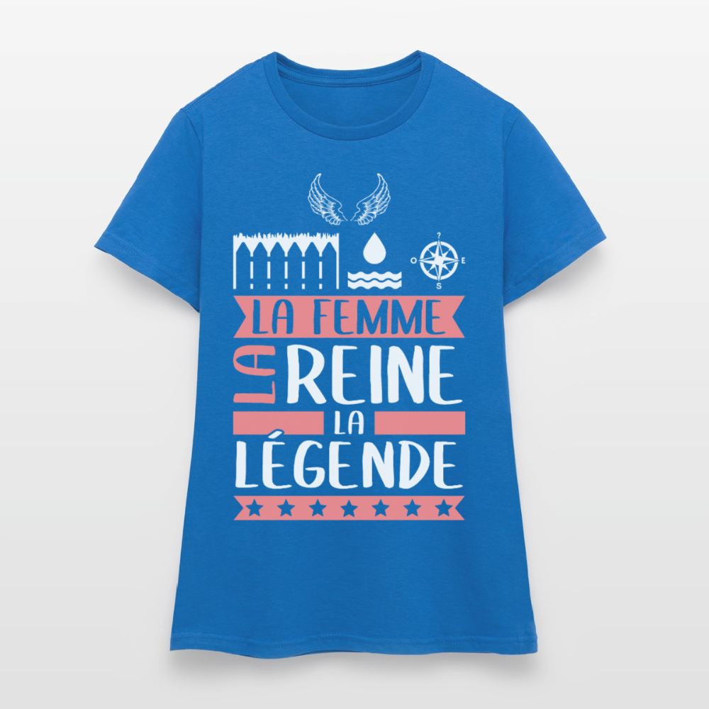 T-shirt femme Eléonore rébus – La femme, la reine, la légende - bleu royal