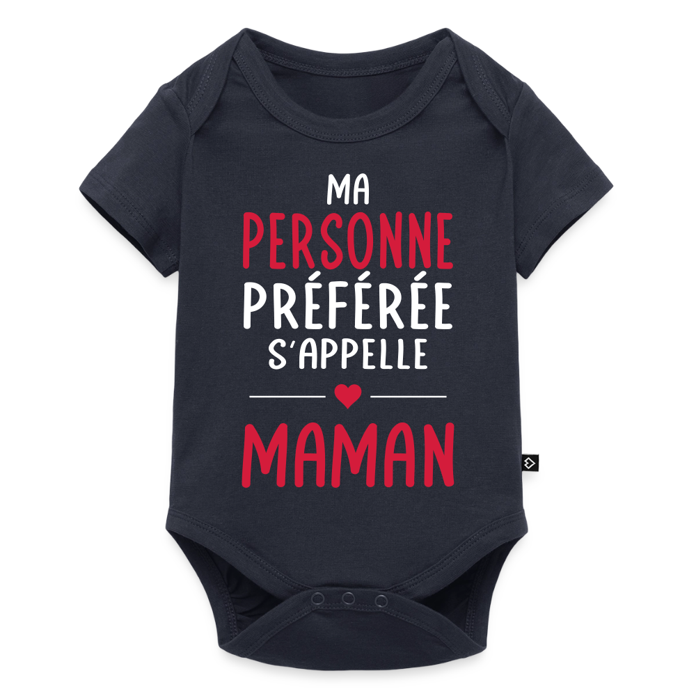 Body bébé bio manches courtes - Ma personne préférée s'appelle Maman - bleu marine