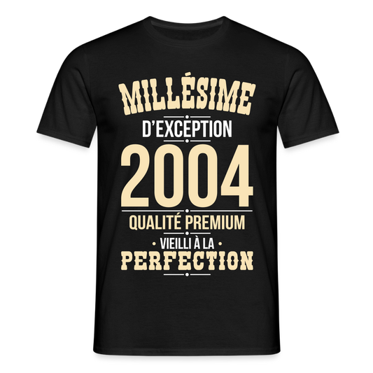 T-shirt Homme - Anniversaire 21 Ans - Millésime 2004 - noir