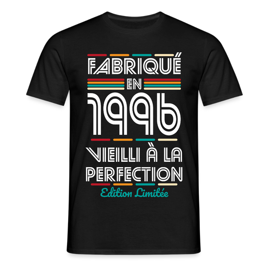 T-shirt anniversaire homme 30 ans – Fabriqué en 1996, Vieilli à la Perfection - noir