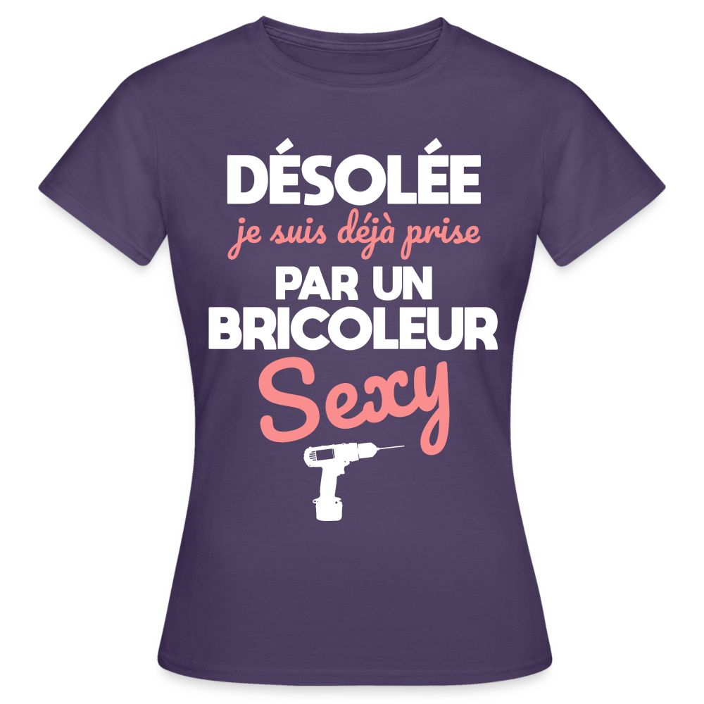 T-shirt Femme - Je suis prise par un bricoleur sexy - violet foncé