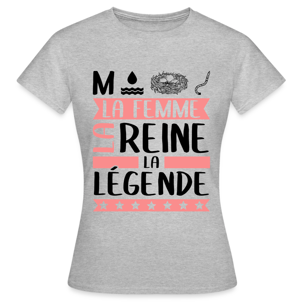 T-shirt femme coloris clair Monique rébus – La femme, la reine, la légende - gris chiné